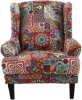 HAOYONG Wing Chair Slipcovers Elastic Boho Printed Wingback Chair Covers 2 by HAOYONG
