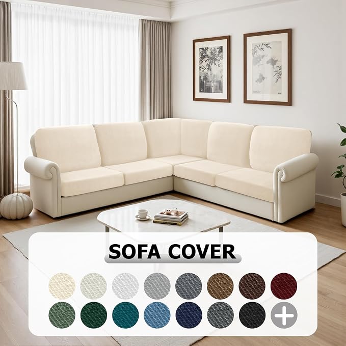 Arfntevss Velvet Sectional Couch Covers L Shape Couch Cushion Covers Slipcovers - Image 7