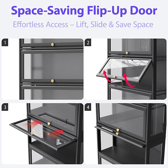 Display Cabinet with Acrylic Glass Doors, 5-Tiers Curio Cabinet with LED - Image 5