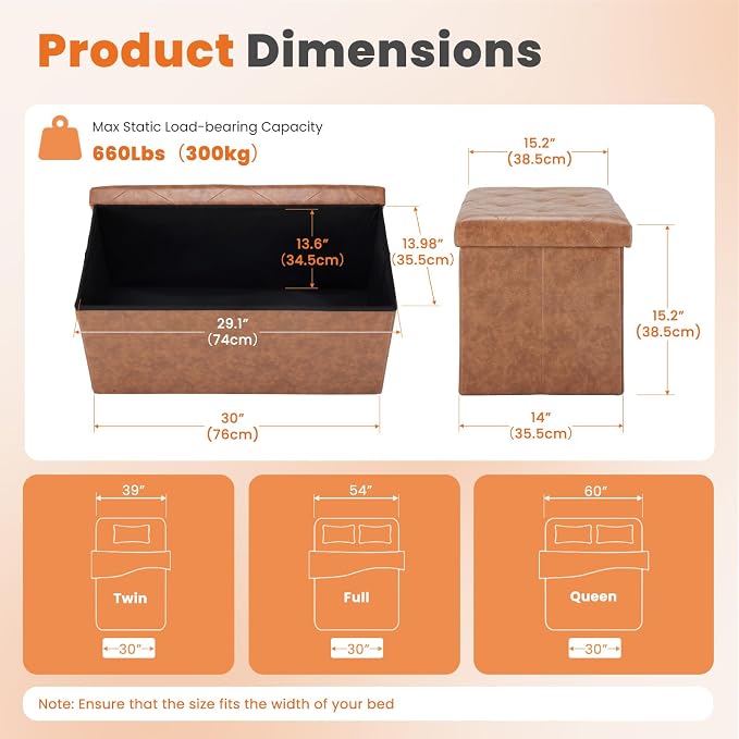 Sweetcrispy 30 Inches Folding Ottoman - Image 3