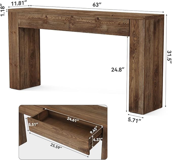 LITTLE TREE Solid Wood 63 Inches Console Table - Image 2