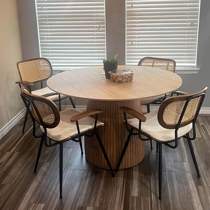 Rattan Dining Room Chairs Set of 2, Mid Century Modern Kitchen Side Chairs - Image 9