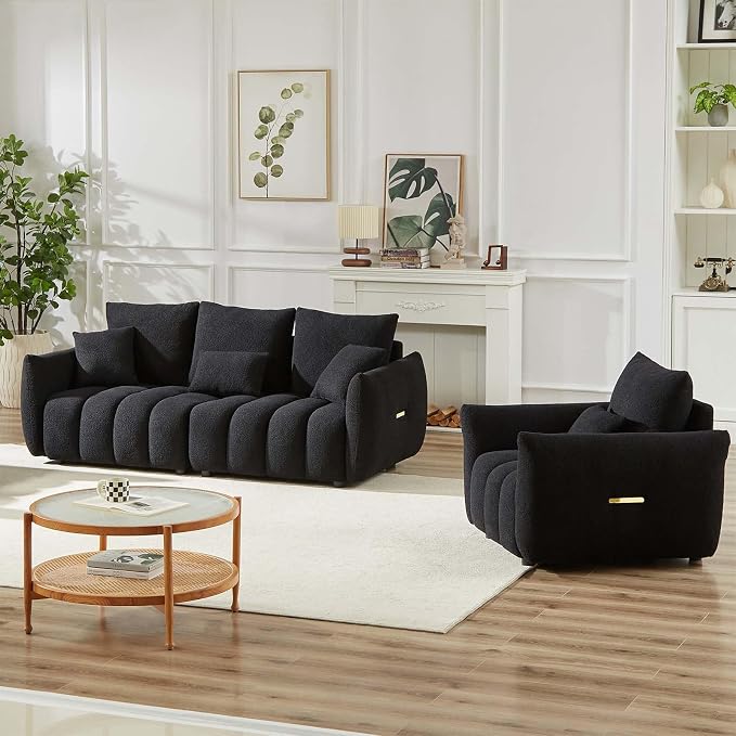 Antetek Teddy Sofa Set for Living Room, Modern Deep Seat Sofa Chair and - Image 5