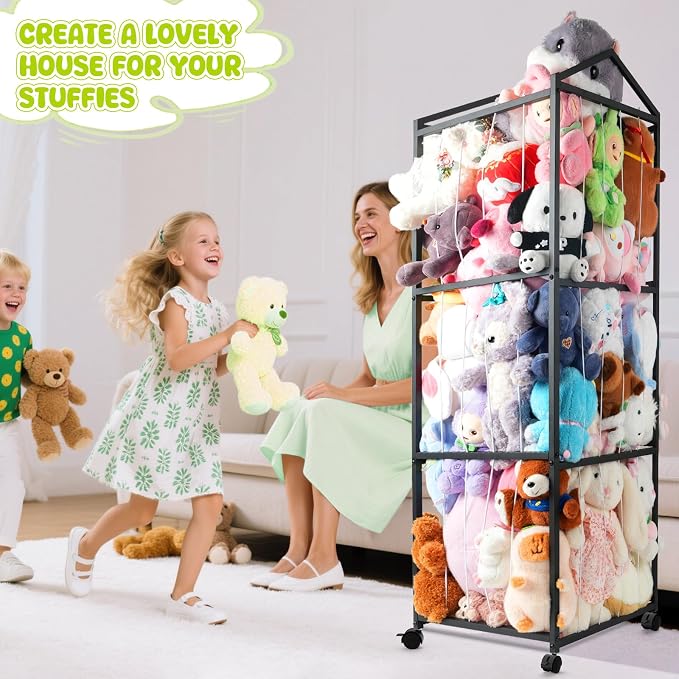 NomNest Stuffed Animal Storage Zoo, Large Metal Plushies Organizer, Heavy Duty - Image 7