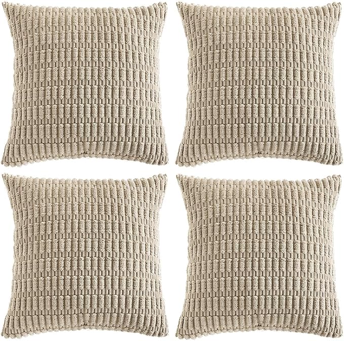 Fancy Homi 4 Packs Taupe Decorative Throw Pillow Covers 20x20 Inch by Fancy+Homi
