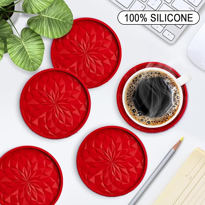 ME.FAN Silicone Coasters with Holder, Drinking Coasters - Image 2