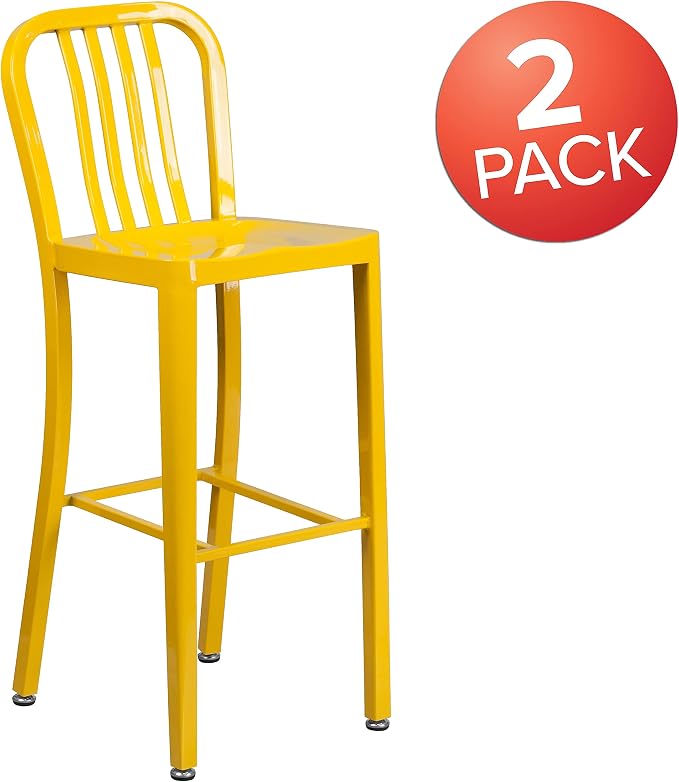 Flash Furniture Gael Commercial Grade 2 Pack 30" High Yellow Metal - Image 4