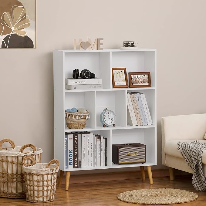 YAHARBO White Bookshelf, 3 Tier Book Shelf - Image 2