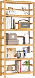 VASMIA 6-Tier Bamboo Shelf, Bamboo Storage Shelving Unit, Tall Bookcase by VASMIA
