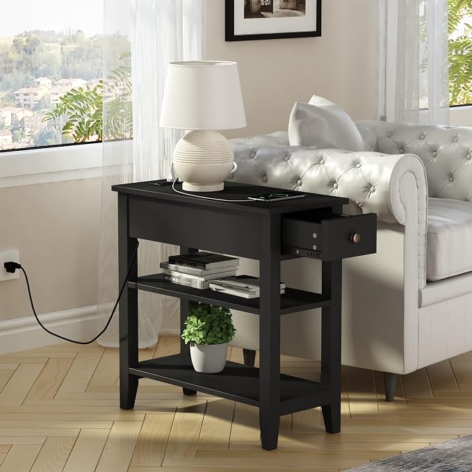 ChooChoo Black End Table Set of 2, Sofa Side Table Living Room - Image 3
