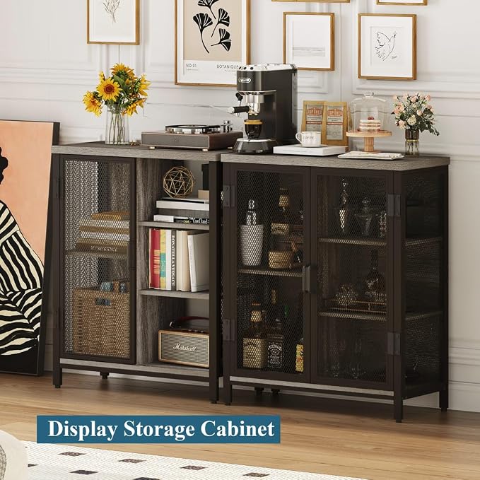 BON AUGURE Liquor Cabinet Bar for Home, Farmhouse Coffee Storage Cabinet for - Image 5