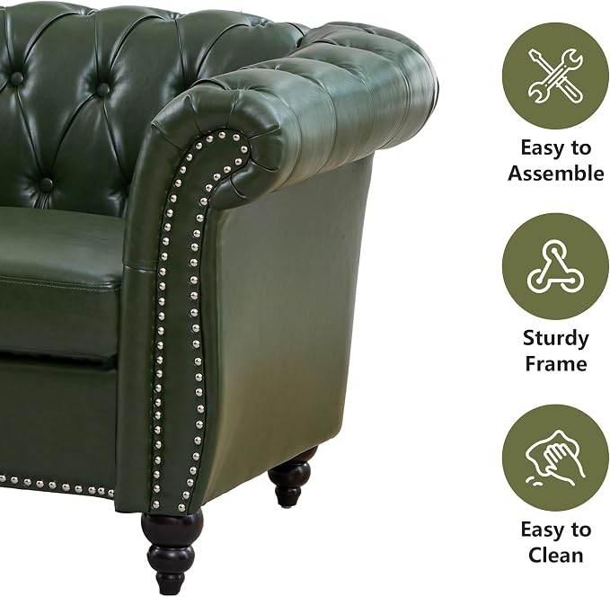 QHITTY 2 Piece Living Room Set, Sectional Chesterfield Sofa Contemporary - Image 3