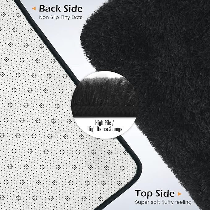 Amearea Shag Fluffy Area Rug for Bedroom Girls Living Room, Extra Soft and - Image 4