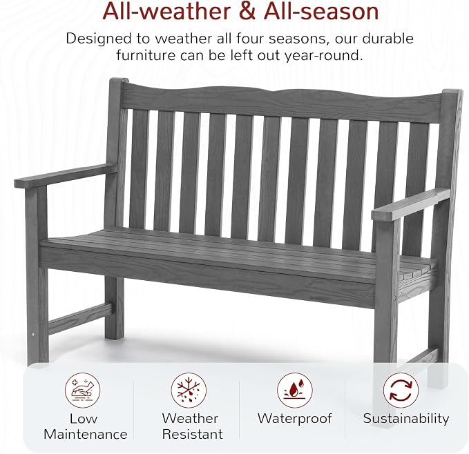 Stoog 3 Piece Outdoor Bench & Outdoor Chairs Set, All-Weather HIPS Patio - Image 4