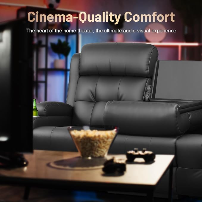 3-Seater Loveseat Recliner Sofa, Home Theater Seating Reclining Couch - Image 8