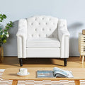 LEVNARY White Velvet Chair for Bedroom, Upholstered Sofa Chair by LEVNARY