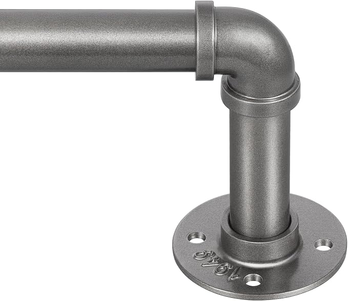 Zeerobee Curtain Rods for Windows 32 to 48, 1 Inch Industrial Wrap Around Grey by zeerobee
