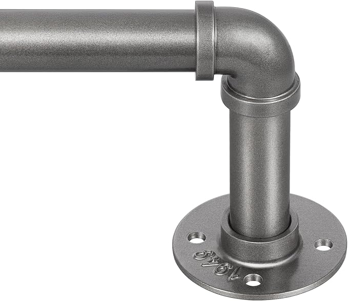 Zeerobee Curtain Rods for Windows 66 to 120, 1 Inch Industrial Wrap Around Grey by zeerobee