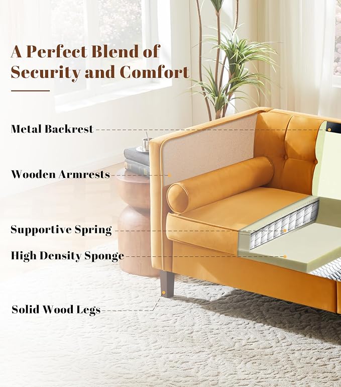 Dreamsir 58'' W Velvet Sofa, Mid-Century Modern Love Seats Sofa Furniture - Image 5
