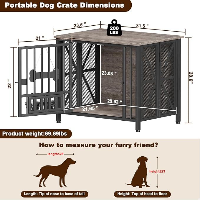 EasyCom Foldable Dog Crate Furniture, 31.5" Dog Crates - Image 6