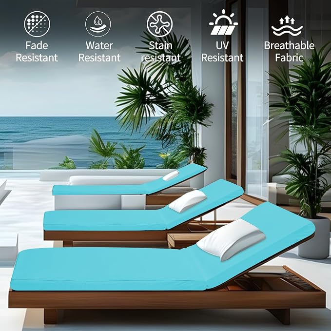 Outdoor Chaise Lounge Cushions for Patio, Lounge Chair Cushions, Waterproof - Image 2
