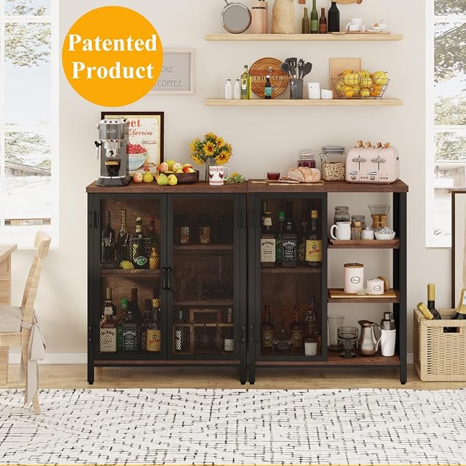 BON AUGURE Coffee Bar Cabinet for Liquor, Small Storage Cabinet for Home Kitchen - Image 7