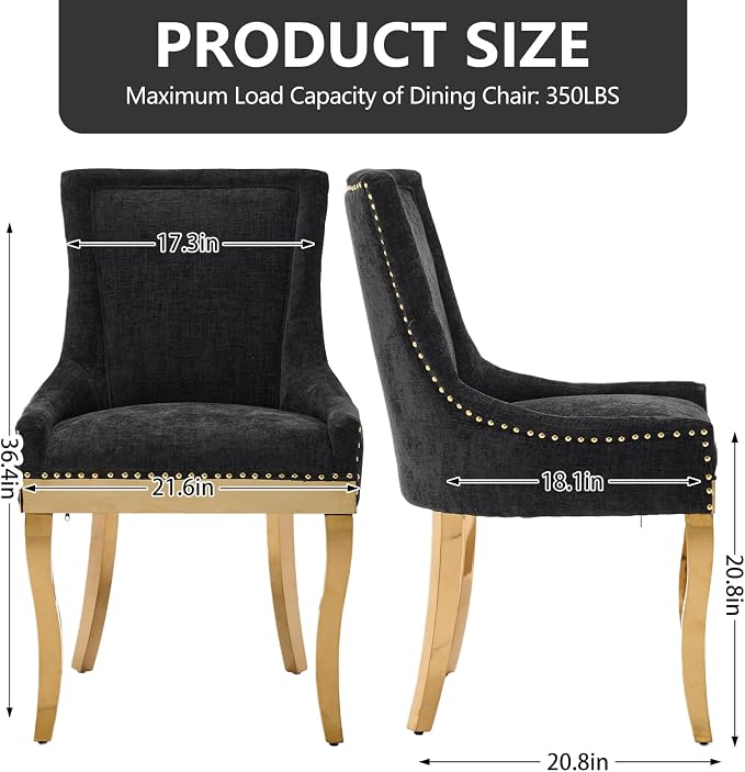 Upholstered Dining Chairs Set of 2, Modern Fabric Side Chairs - Image 3