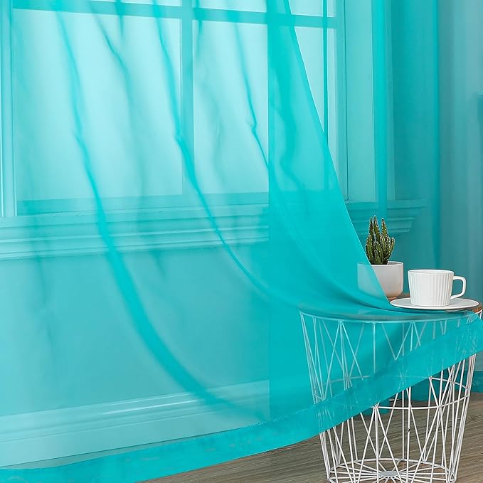 OVZME 2 Panels Sheer Curtains 108 Inches Long, Light Filtering Semi Transparent - Image 5