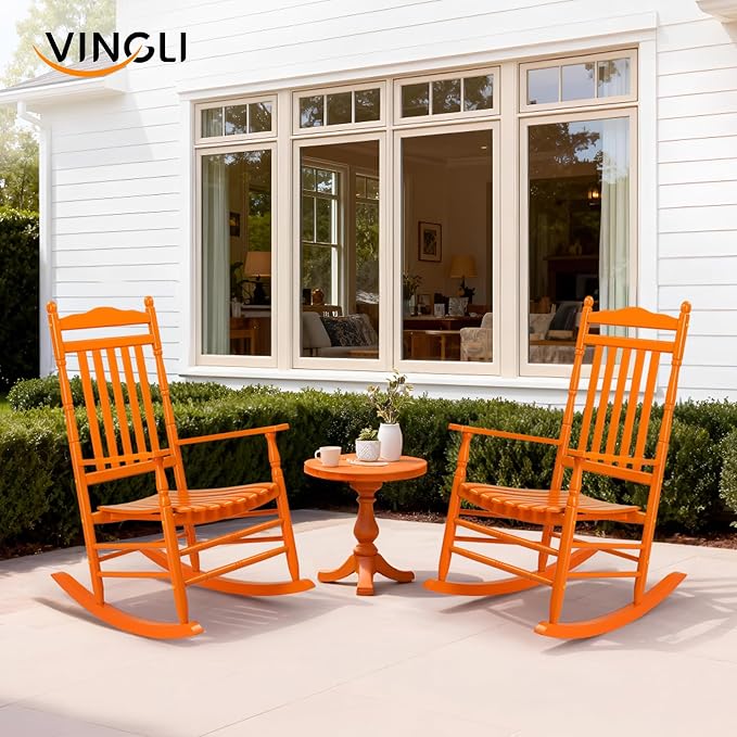 VINGLI Wooden Rocking Chair Outdoor, Patio Rockers - Image 2