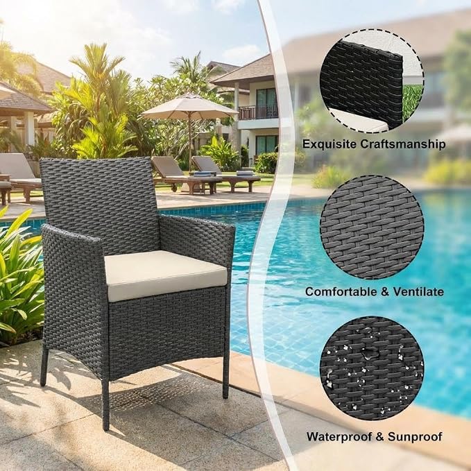 3PCS Outdoor Patio Bistro Set, PE Rattan Wicker Armchairs - Image 4