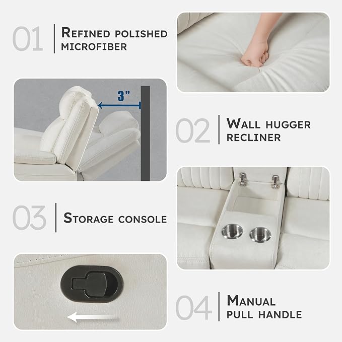 Lexicon Manual Double Reclining Loveseat, Polished Microfiber Manual Wall - Image 3
