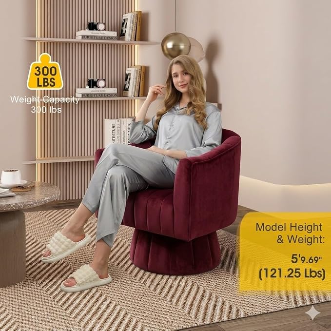 Dewhut Swivel Accent Chair, 360° Swivel Barrel Chair - Image 3
