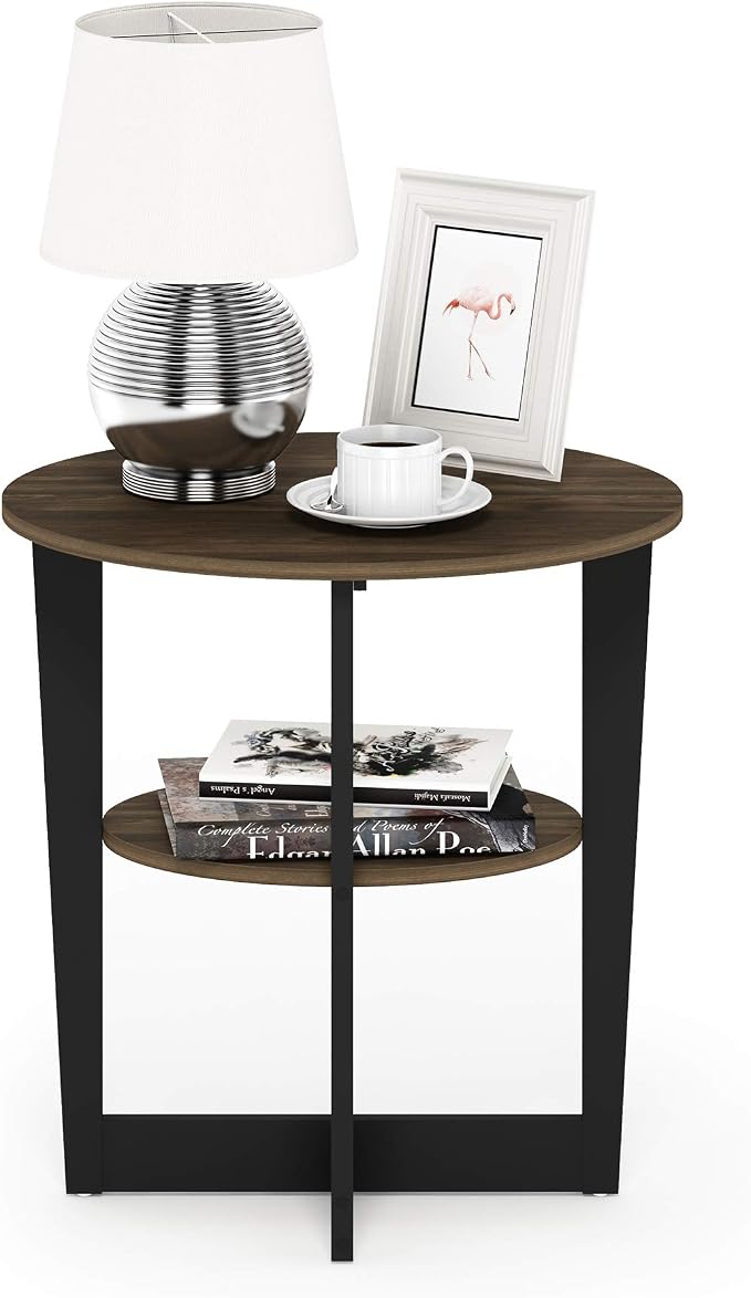 Furinno JAYA Side Table, 2-Tier Round Modern End Table - Image 4