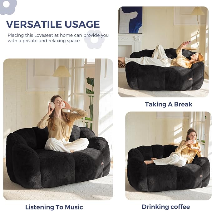 MAXYOYO Bean Bag Chair for Adults, Loveseat Floral Shaped Bean Bag Sofa - Image 3