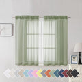 Aiyufeng Window Green Sheer Curtains 45 Inch Length 2 Panels Small Sheer by Aiyufeng