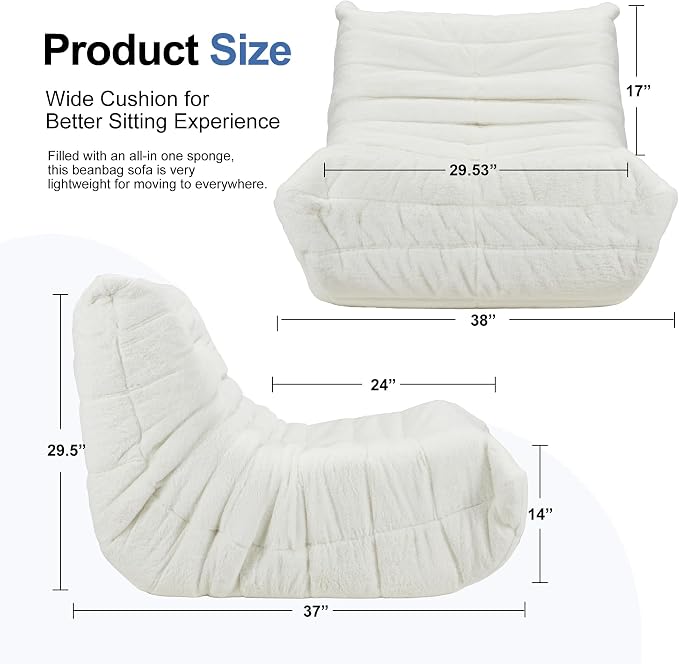 Bean Bag Chairs for Adults Giant Bean Bag Chair Memory Foam BeanBag Chair Bean - Image 2