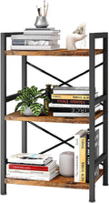 Homeiju Bookshelf, 3 Tier Industrial Bookcase, Metal Small Bookcase, Rustic by Homeiju