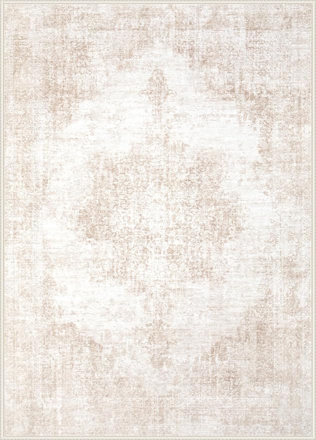 Area Rug 9x12 Vintage Rugs: Large Washable Living Room Rug Retro Medallion - Image 9