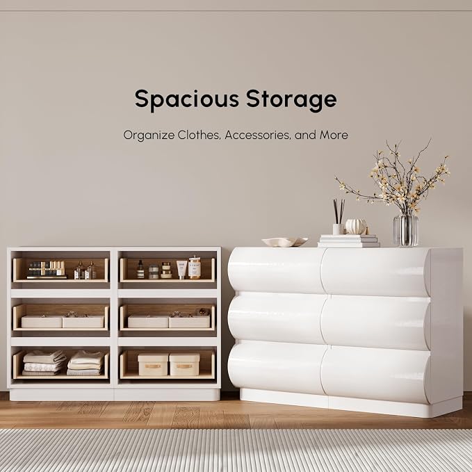 homary Modern 6 Drawers Dresser, 39.4" Wide Faux Leather Chest of Drawers - Image 5