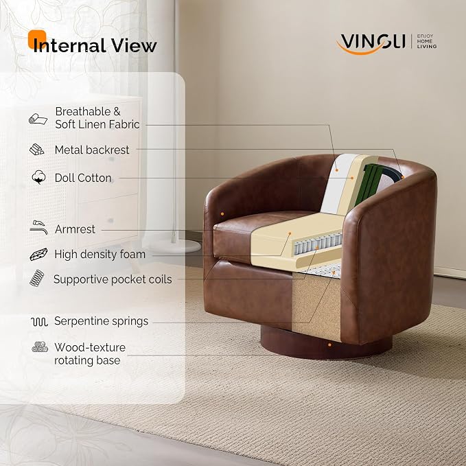 VINGLI 360°Swivel Accent Chairs Set of 2 - Image 7