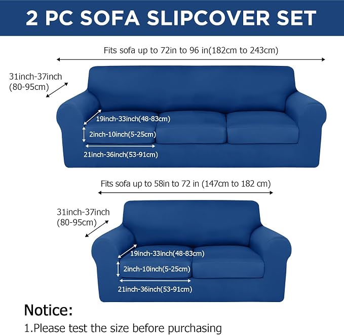HunnmingRe Sofa Covers for 3 Cushion Couch Stretch Sofa and Loveseat Covers Set - Image 2