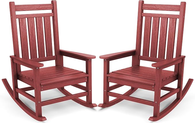 SERWALL Oversized Outdoor Rocking Chair Set of 2, HDPE Rocker by SERWALL