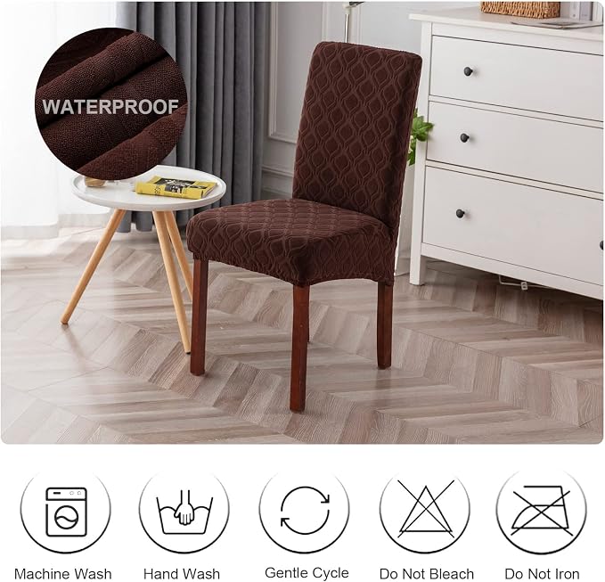 Genina Waterproof Chair Covers for Dining Room, Stretch Jacquard Dining Chair - Image 7