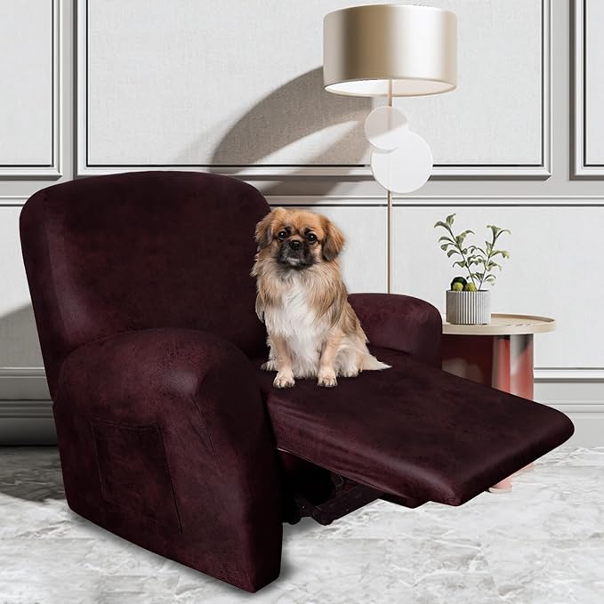ANARACHON Leather Like Recliner Chair Covers Heavy Duty, 4 Pieces Recliner Cover - Image 2