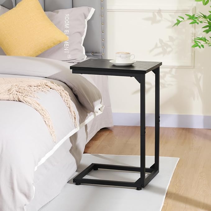 AMHANCIBLE C Shaped Side Table, End Tables Living Room Set of 2, Slide Under - Image 2