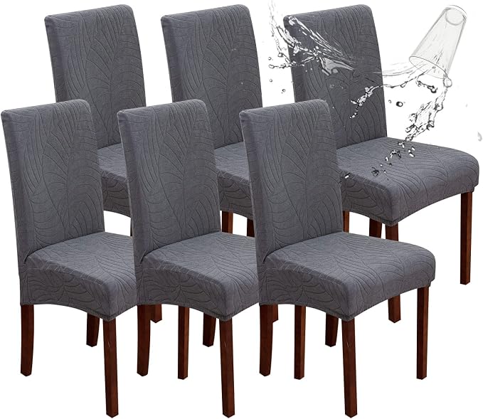 Genina Waterproof Chair Covers for Dining Room, Stretch Jacquard Dining Chair by Genina