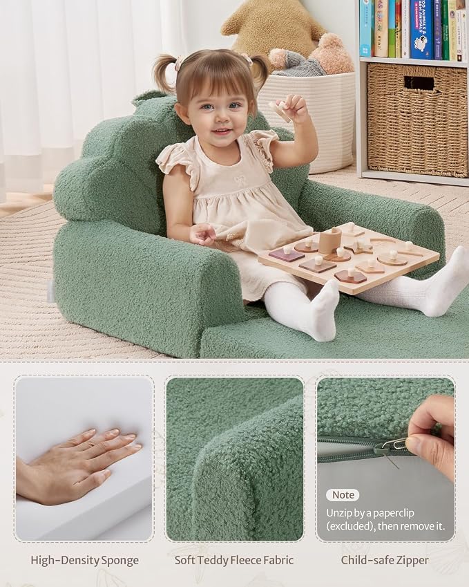 Blissful Diary Kids Couch, 2-in-1 Soft Toddler Couch Fold Out, Toddler Chair - Image 5