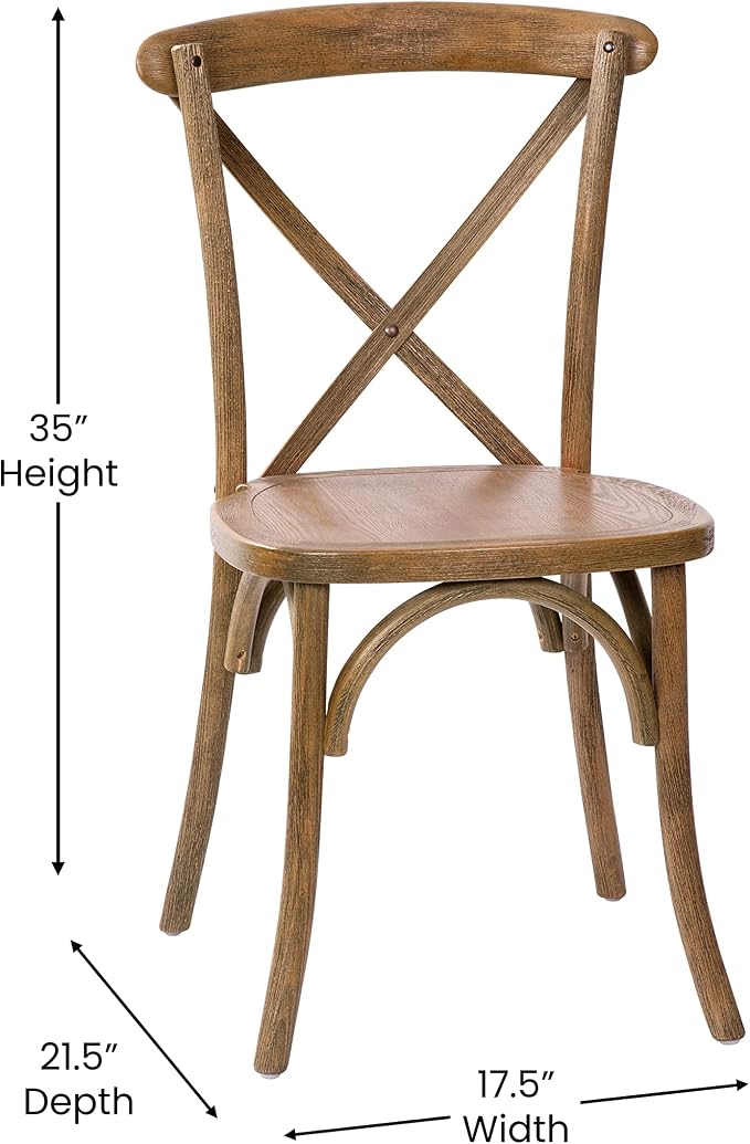 EMMA + OLIVER Hand Scraped Dark Natural X-Back Chair - Image 3