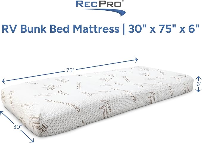 RecPro RV Bunk Bed Mattress Memory Foam Mattress 6" Gel Infused w/Bamboo - Image 3