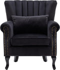 Mid-Century Modern Accent Chair Velvet Armchair Tufted Wingback Santa Club by DMFurniture